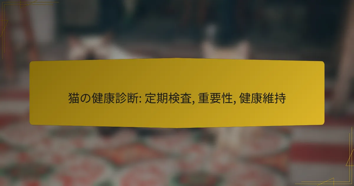 猫の健康診断: 定期検査, 重要性, 健康維持