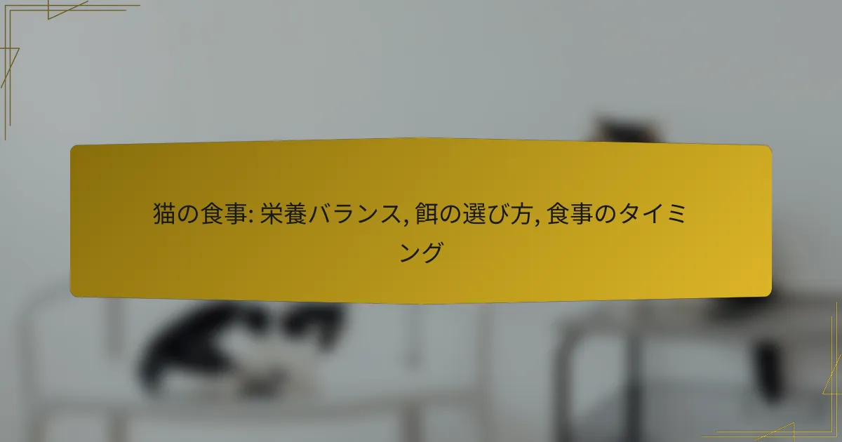 猫の食事: 栄養バランス, 餌の選び方, 食事のタイミング