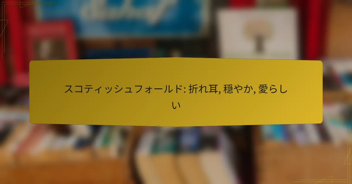 スコティッシュフォールド: 折れ耳, 穏やか, 愛らしい