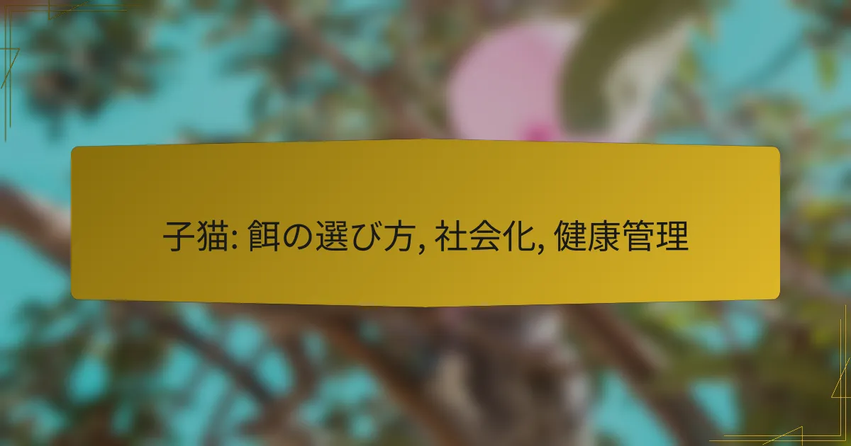 子猫: 餌の選び方, 社会化, 健康管理