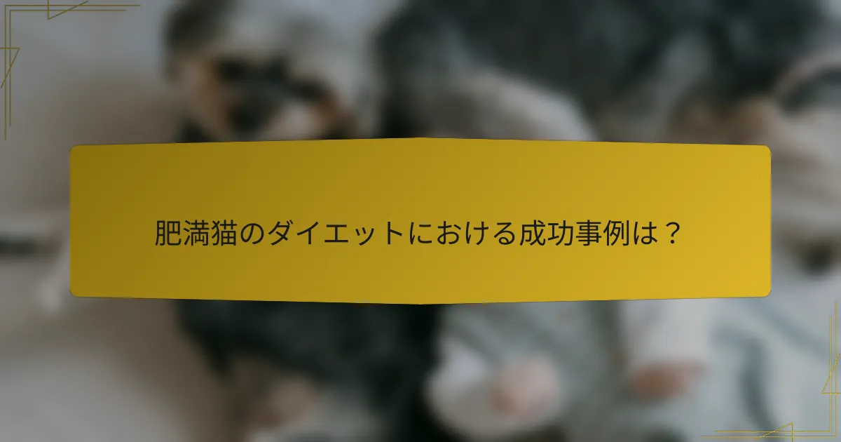 肥満猫のダイエットにおける成功事例は？