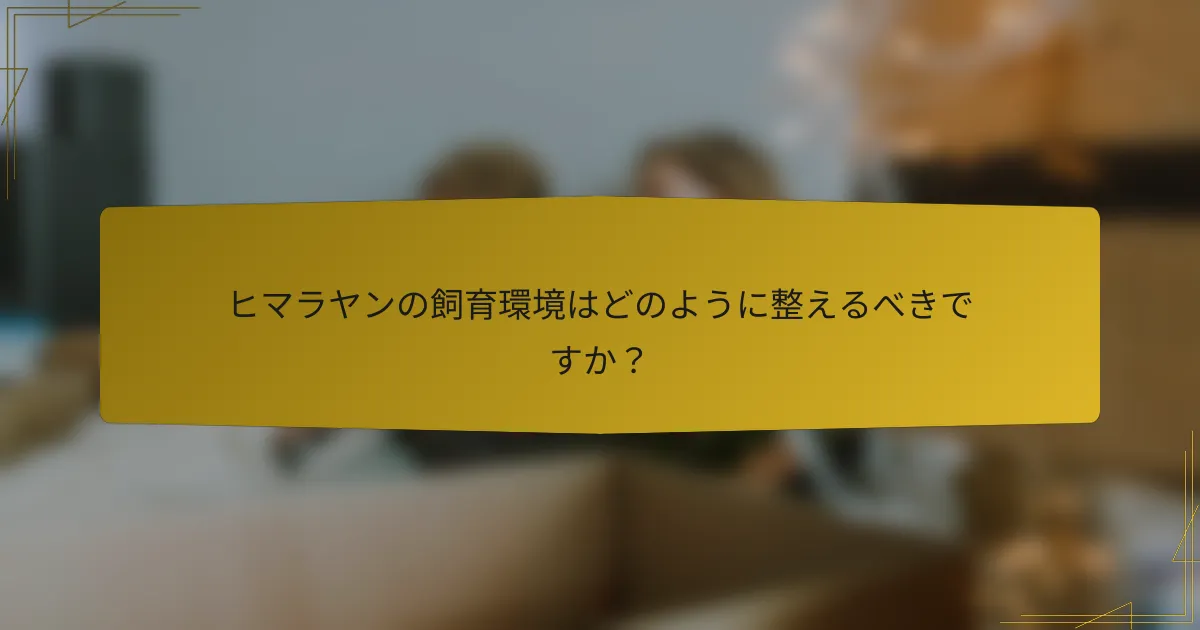 ヒマラヤンの飼育環境はどのように整えるべきですか?