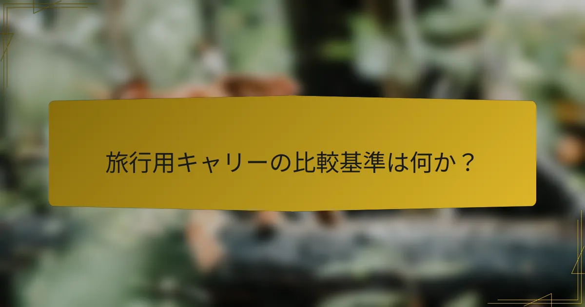 旅行用キャリーの比較基準は何か?