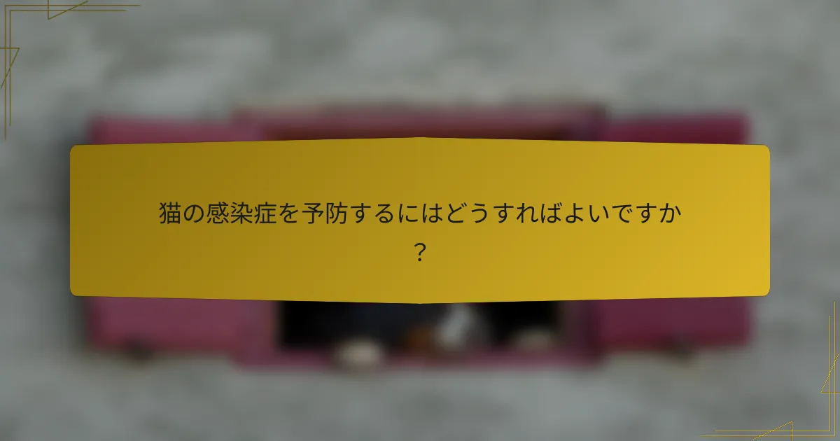 猫の感染症を予防するにはどうすればよいですか？