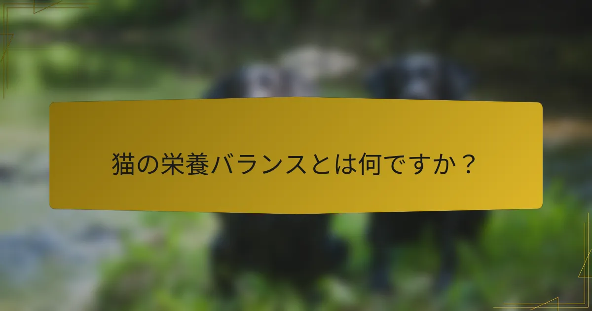 猫の栄養バランスとは何ですか？