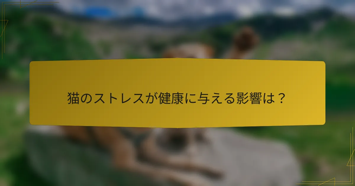 猫のストレスが健康に与える影響は？