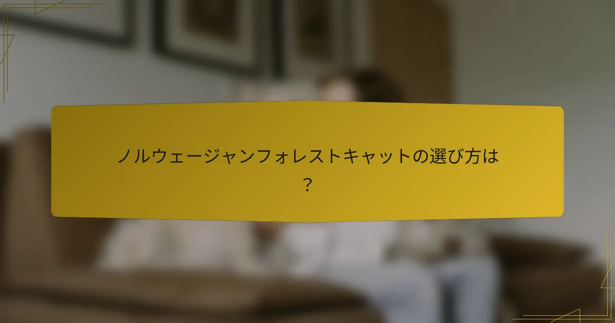 ノルウェージャンフォレストキャットの選び方は?