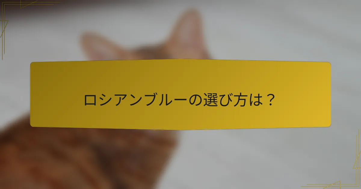 ロシアンブルーの選び方は?