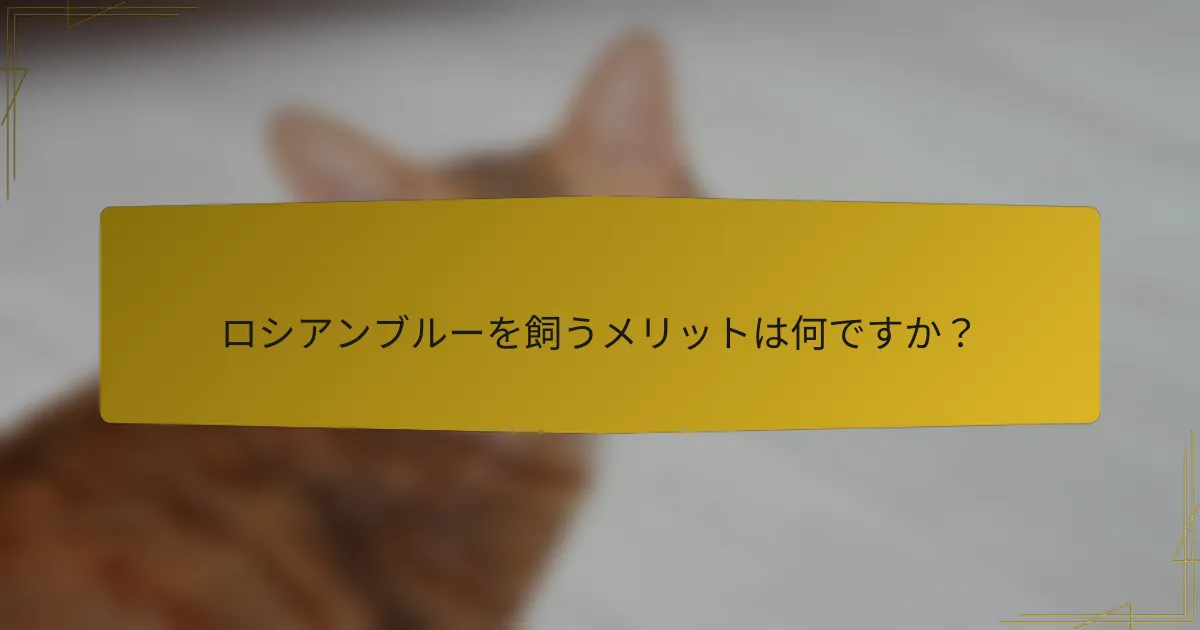 ロシアンブルーを飼うメリットは何ですか?