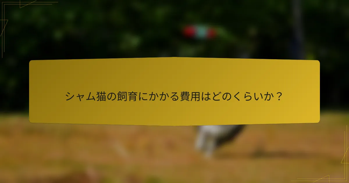 シャム猫の飼育にかかる費用はどのくらいか?