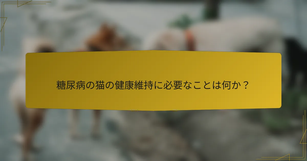 糖尿病の猫の健康維持に必要なことは何か？