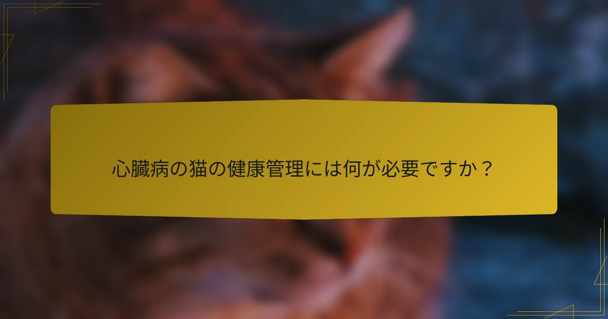 心臓病の猫の健康管理には何が必要ですか？