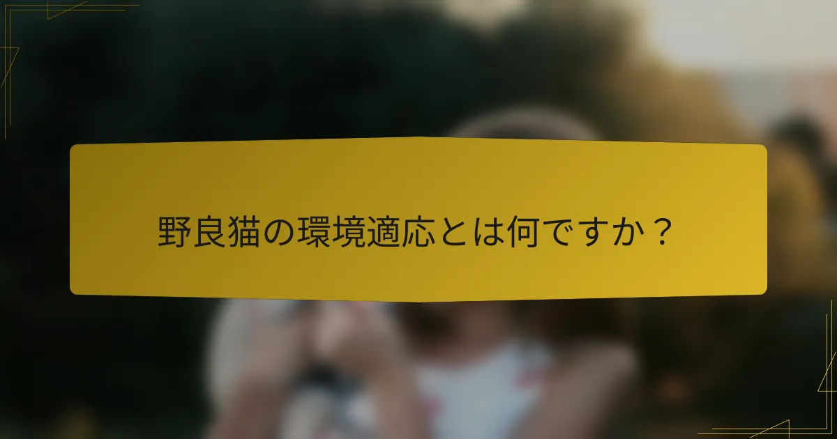 野良猫の環境適応とは何ですか？