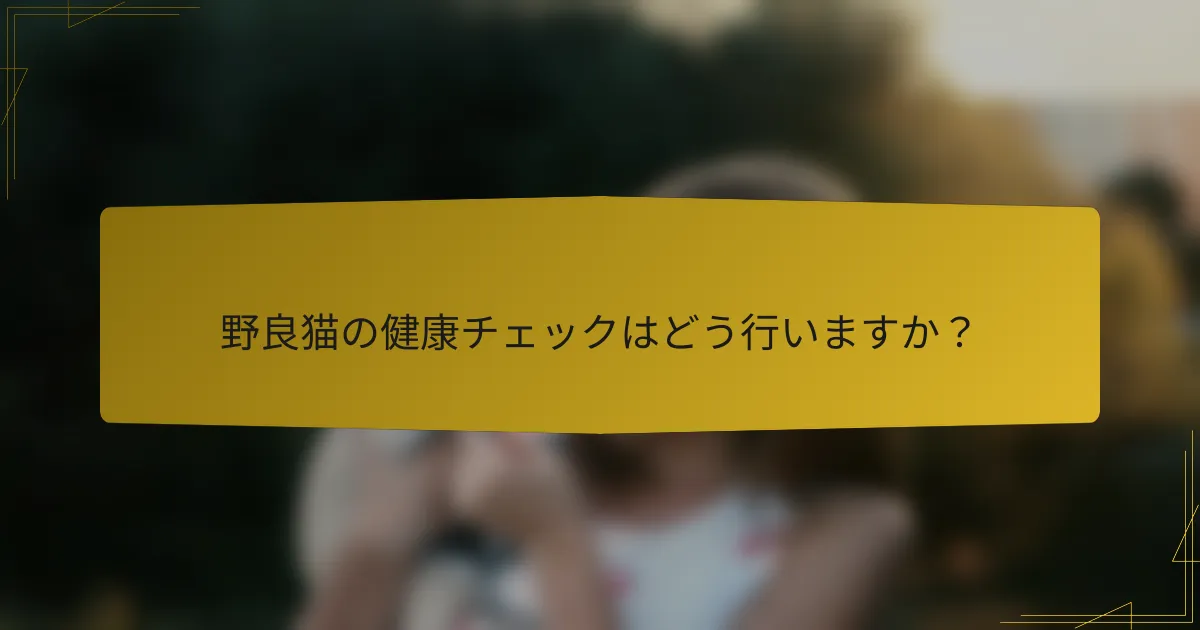 野良猫の健康チェックはどう行いますか？